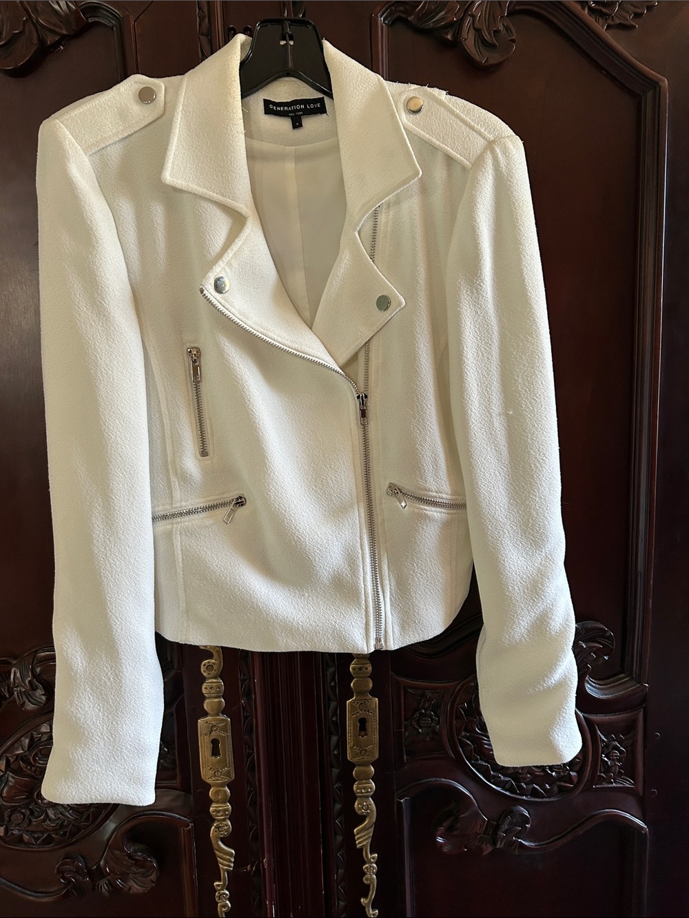 Generation Love White Textured Moto-Style Jacket